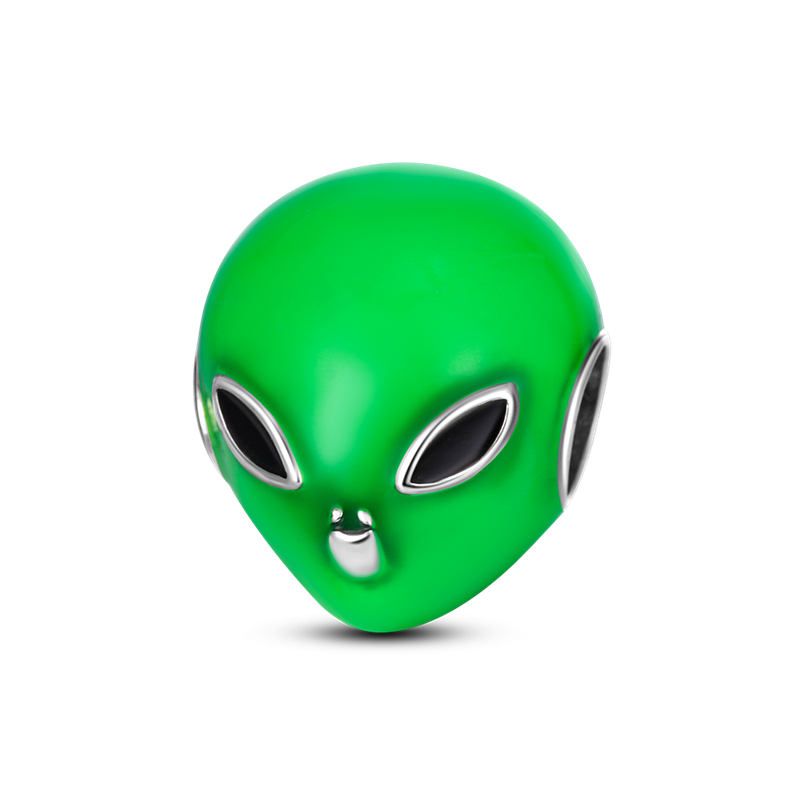 925 Sterling Silver Green aliens Fashion Plated platinum Jewelry Gifts Girl Accessories KTC224