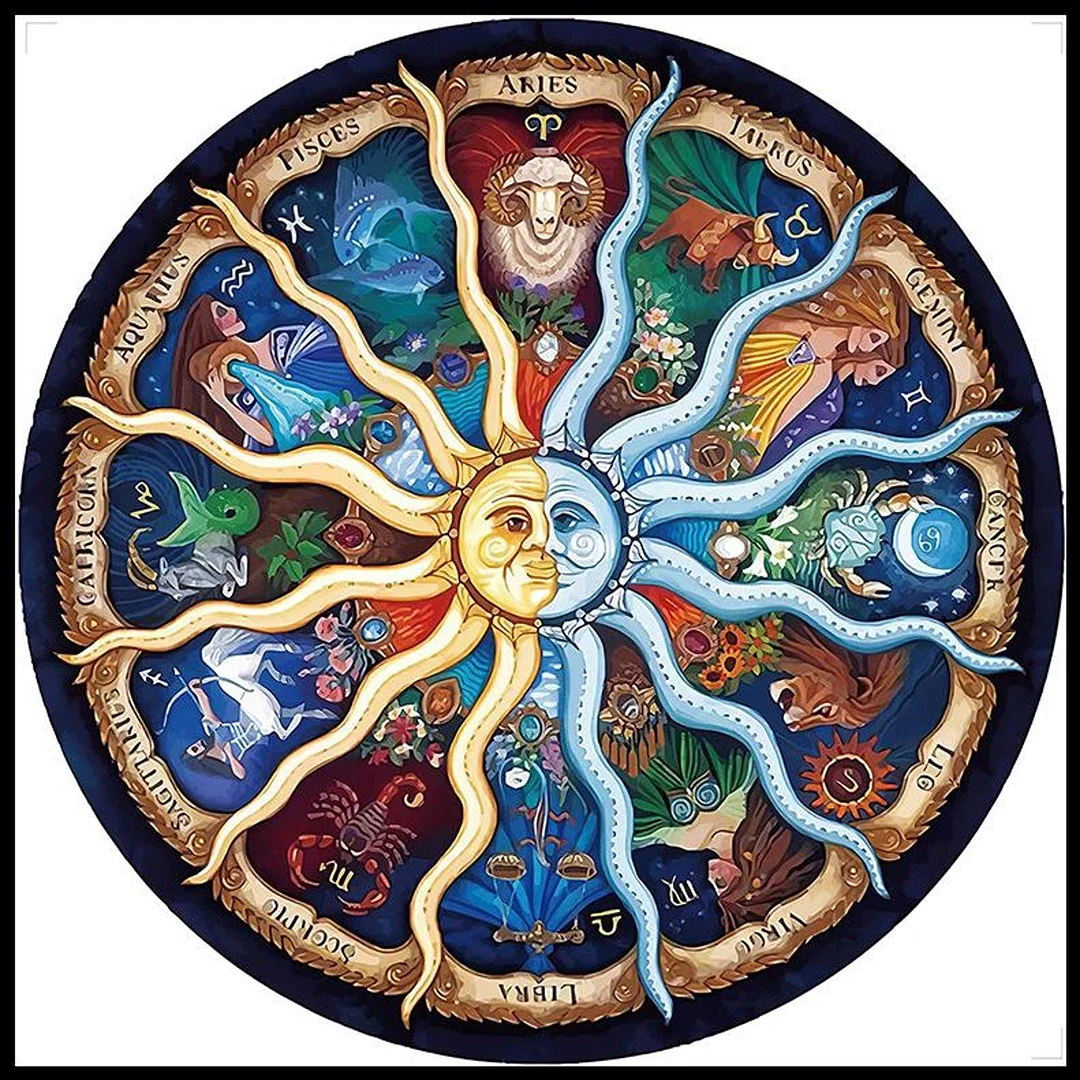 Partial Embroidery Kit Sun Moon Constellation 11CT Stamped Home Needlework