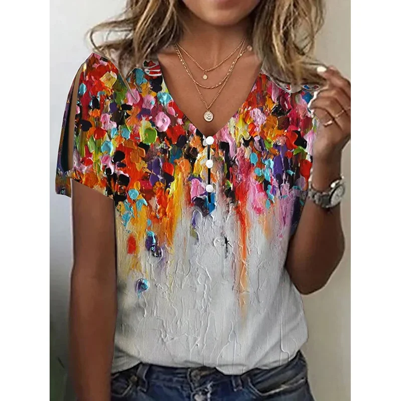 Women's Ethnic Style Printed Short Sleeved Top
