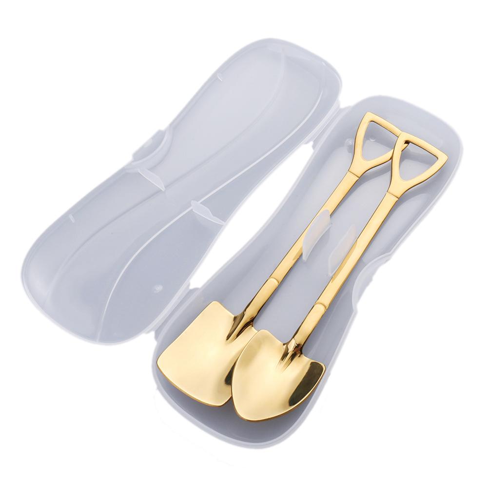 

2pcs Retro Stainless Steel Watermelon Spoon Dessert Shovel Coffee Spoon Kit, Gold, 501 Original