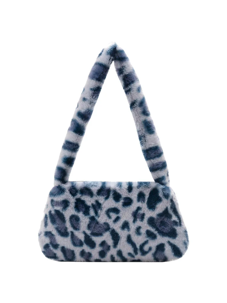 Animal Pattern Underarm Bag Women Mini Plush Shoulder Handbags Purse (12)