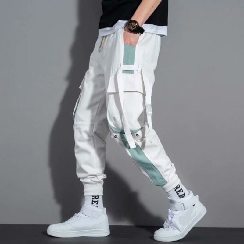 Strapped Ribbon Contrast Color Jogger Pants
