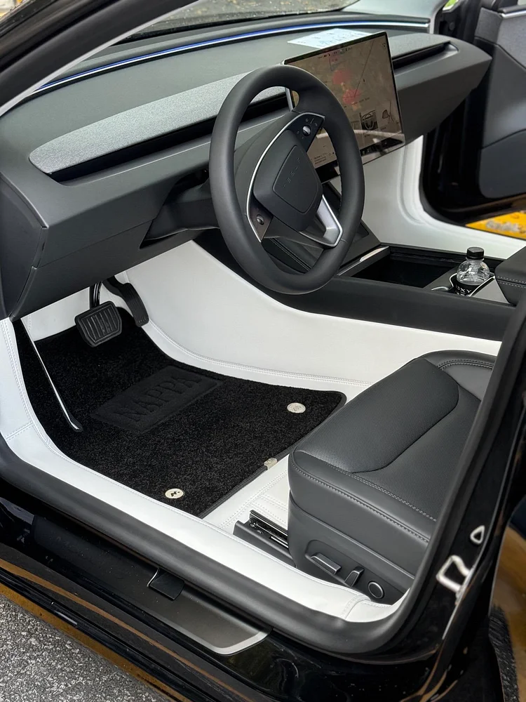 TESLASY Tesla Model 3 Highland Full Coverage Leather Floor Mats All-weather Anti-slip Waterproof Soft Surround Floor Liners