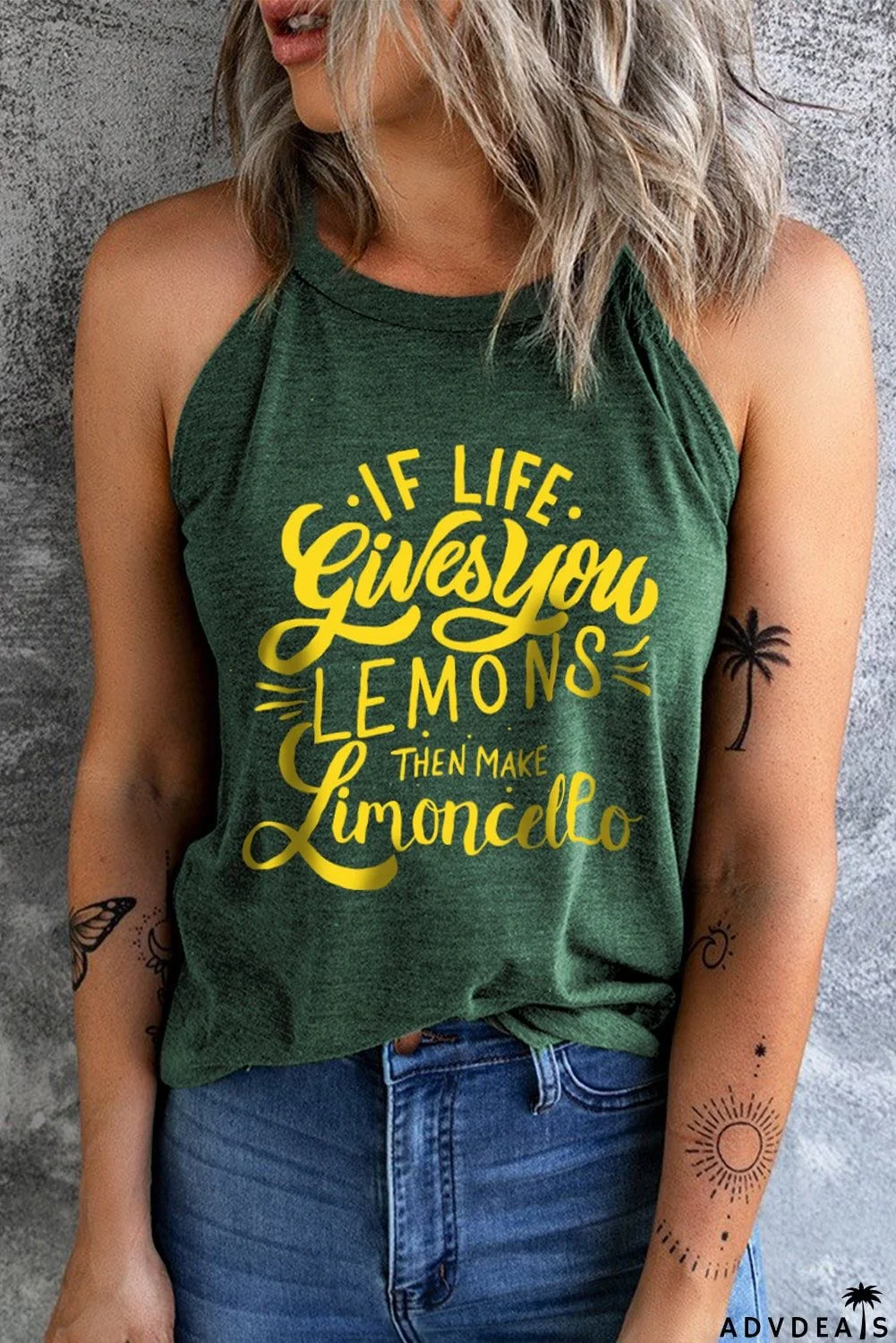 Slogan Graphic Round Neck Tank