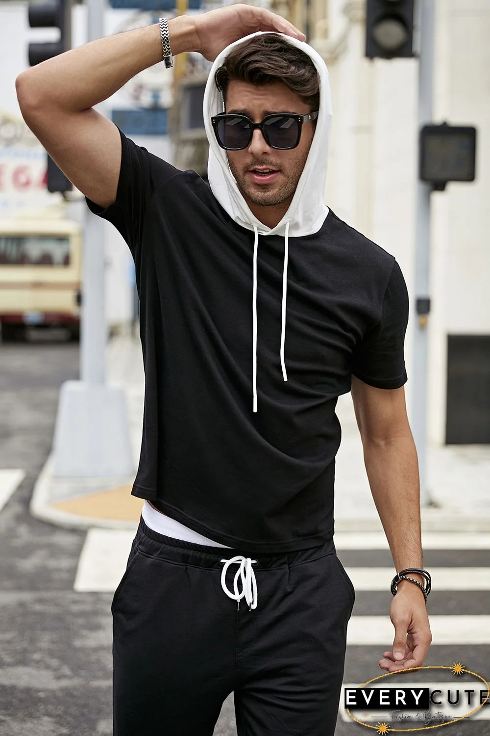 Men's Hooded Short Sleeve T-shirt