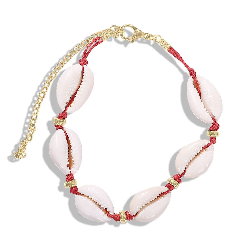 Dvacaman Bohemian Summer Handmade Shell Rope Chain Bracelet for Women Girl Beach Seashell Bracelet Jewelry Party Gifts Wholesale