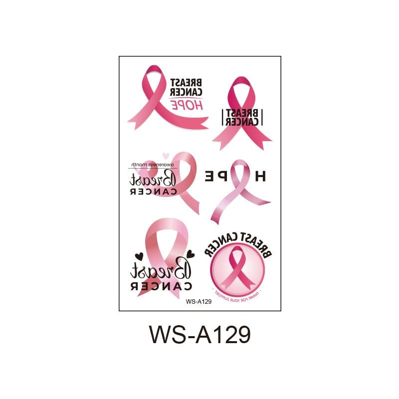 Pink Ribbon Tattoo Sticker Waterproof Sweat Promotional Event Disposable Tattoo Sticker Caring Day Tattoo Sticker