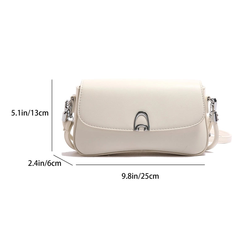 Women’s Medium Pu Leather Solid Color Classic Style Sewing Thread Square Flip Cover Underarm Bag