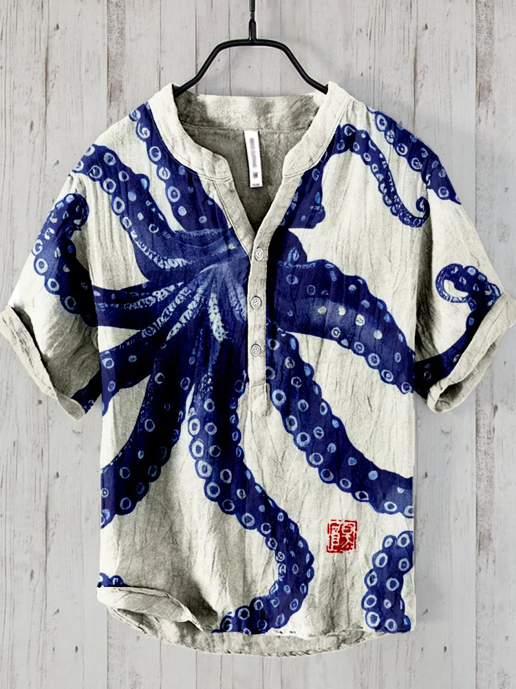 Octopus Tentacles Japanese Art Linen Blend Cozy Shirt