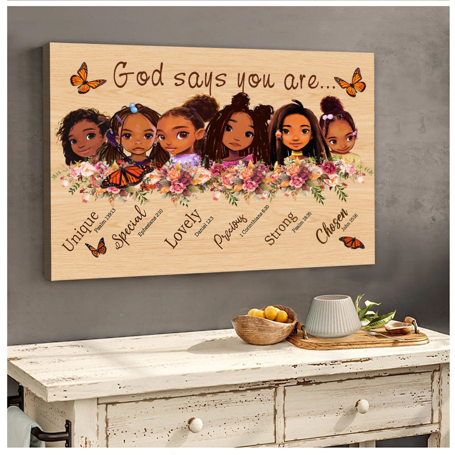 Little Black Girls God Says You Are Canvas Wall Art 