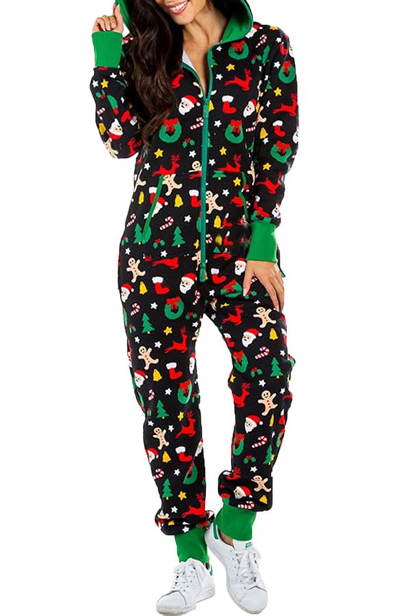 Hooded Onesie Christmas Jumpsuit for Adults-elleschic