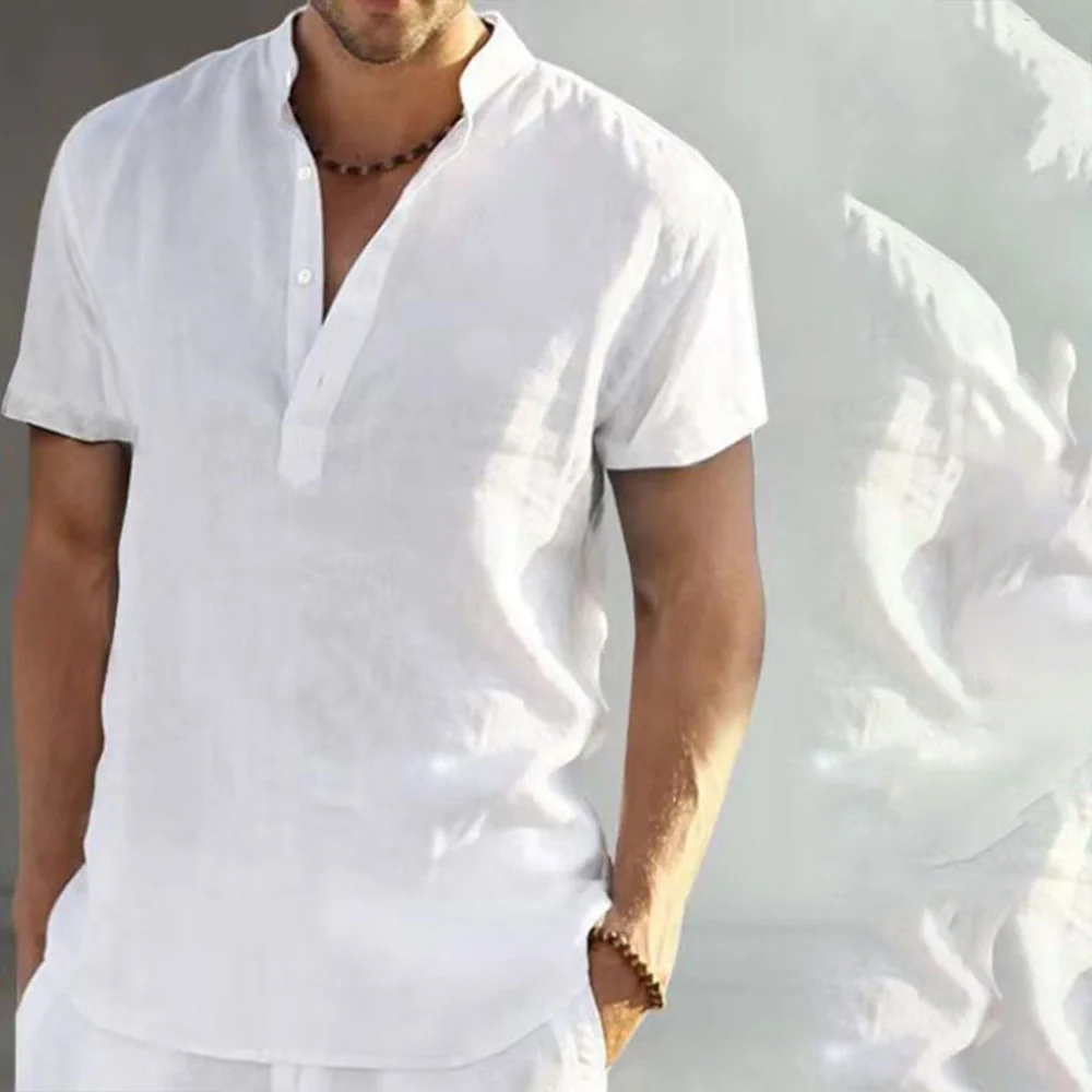 Meladen™ Gemütliches Cardigan-T-Shirt aus Baumwolle und Leinen für Herren