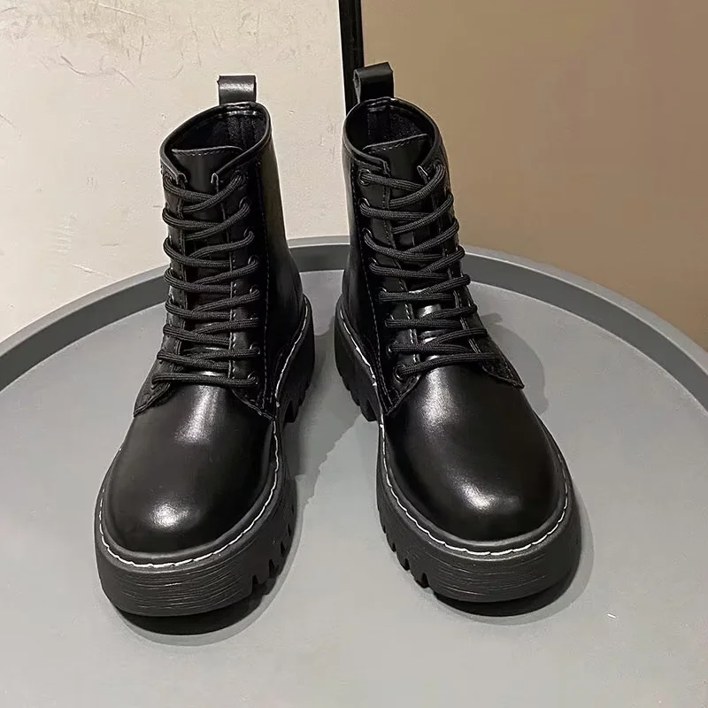 Breakj Breakj And Winter Martin Boots 2025 New Women's Shoes Fashion Boots Black British Style Short Boots Thick Background With Thin Boots 42