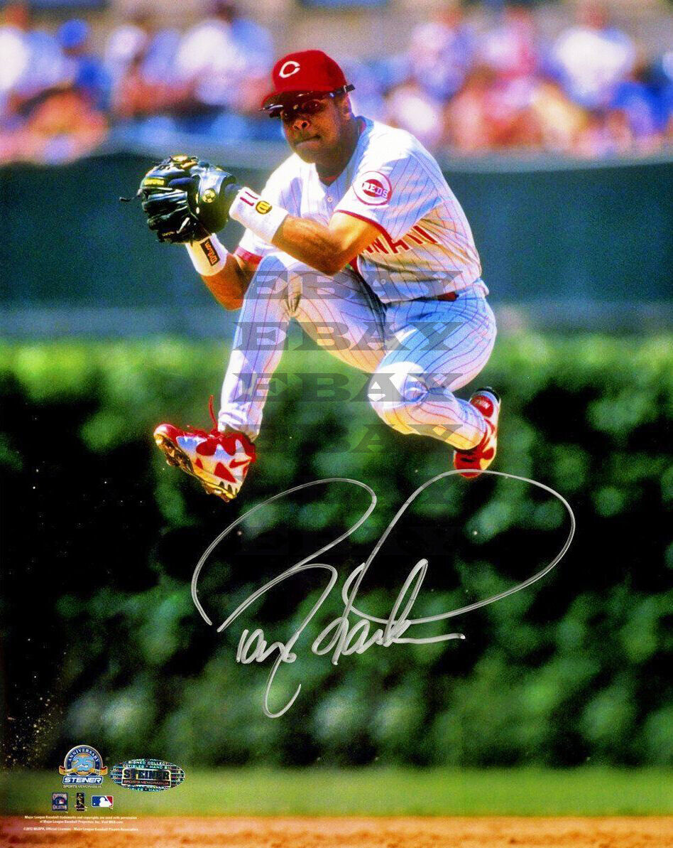 Barry Larkin jump REDS Signed 8x10 autographed Photo Poster painting Reprint