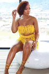 Crochet Strapless Backless Crop Top Fringed Vacation Mini Skirt Matching Set [Pre Order]