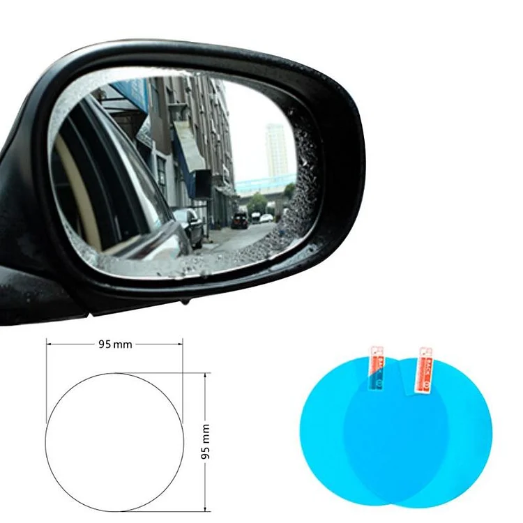 2 pieces of car rain and fog rearview mirror window glass film