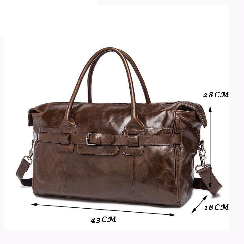 Genuine Leather Durable Top-Handled Detachable Sling Strap Carry-All Bag