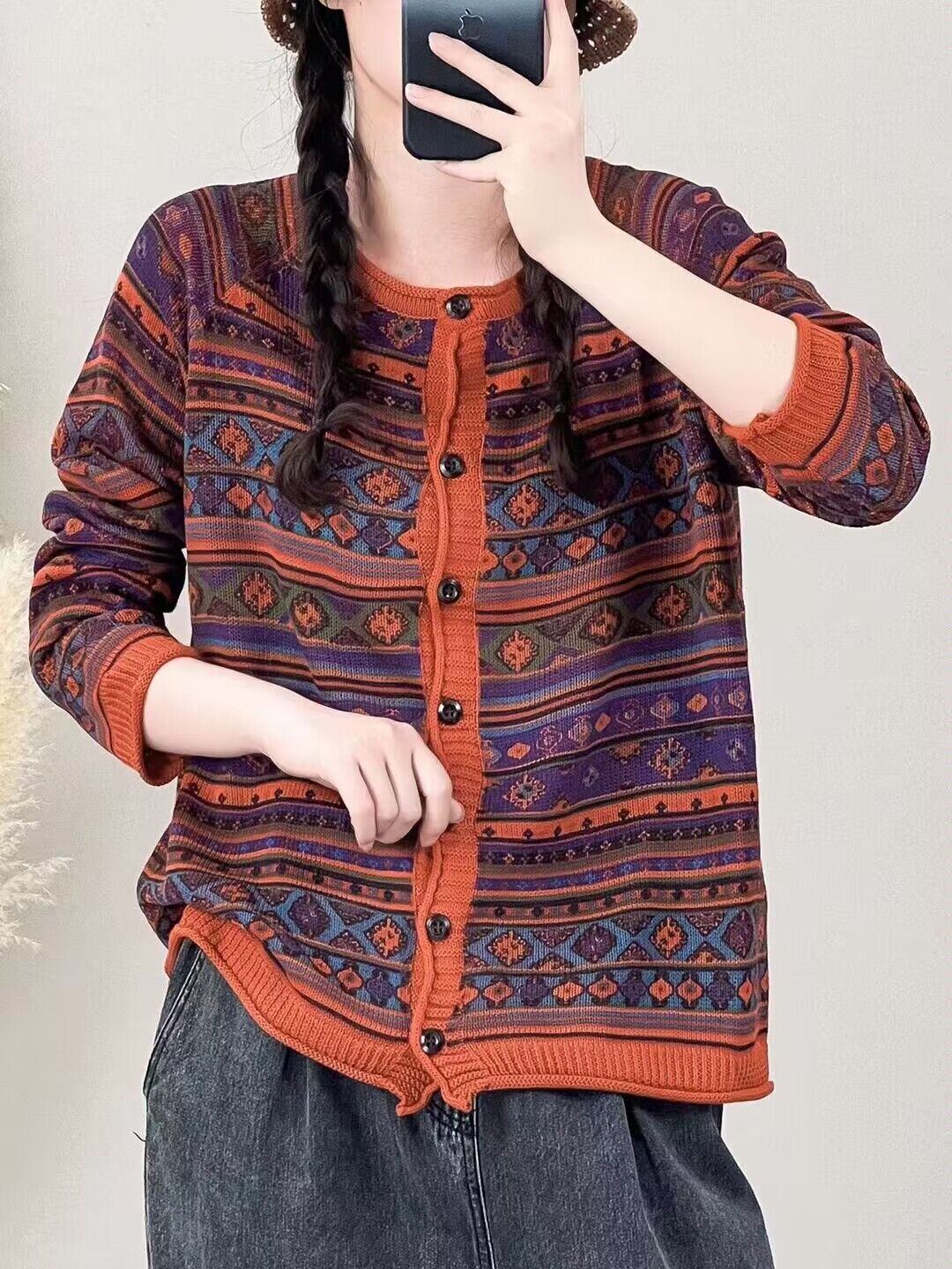 Chicfifth Sweater Women Winter Long Sleeve High Quality Autumn Vintage Top Knitted Cardigan