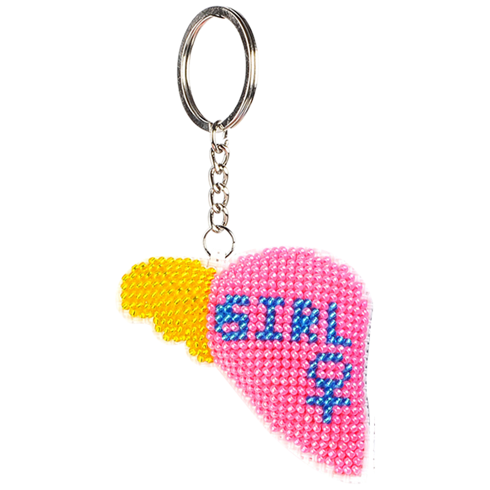 

Pink Girl - Stamped Bead Embroidery - Keychain, 501 Original