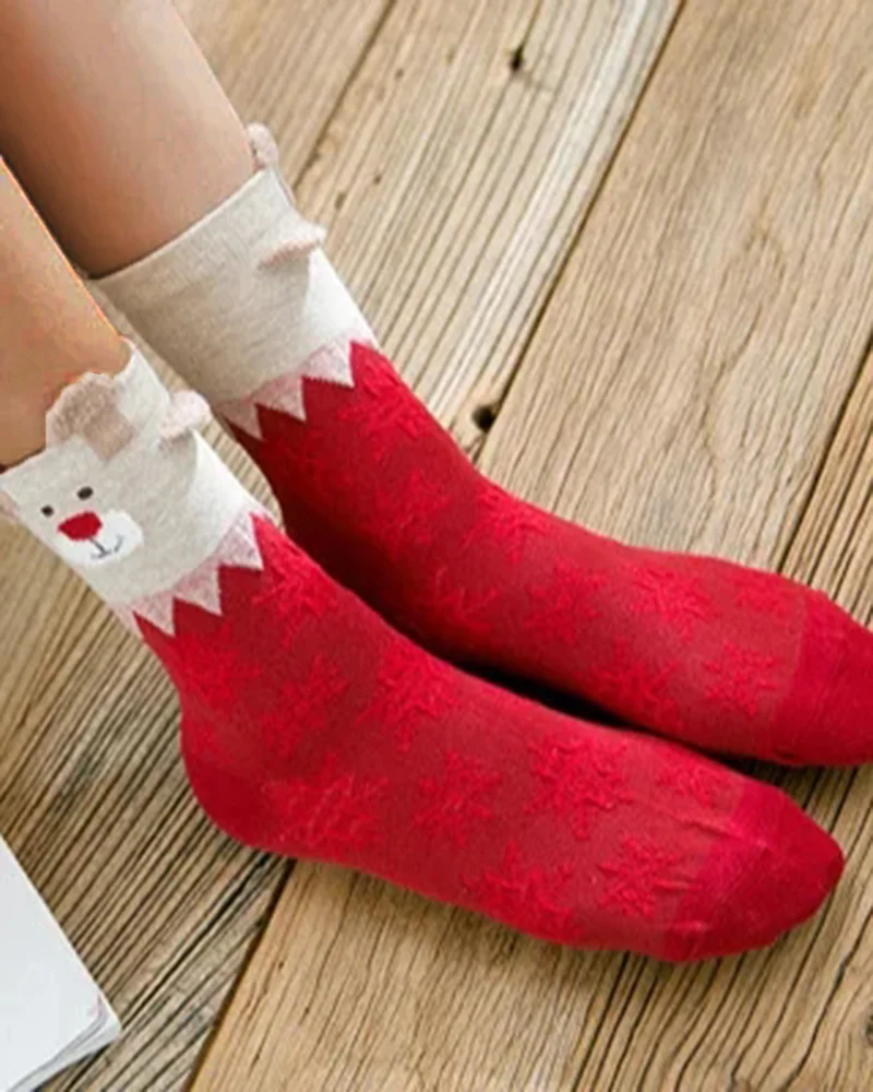 Happy Christmas Color Block Sock