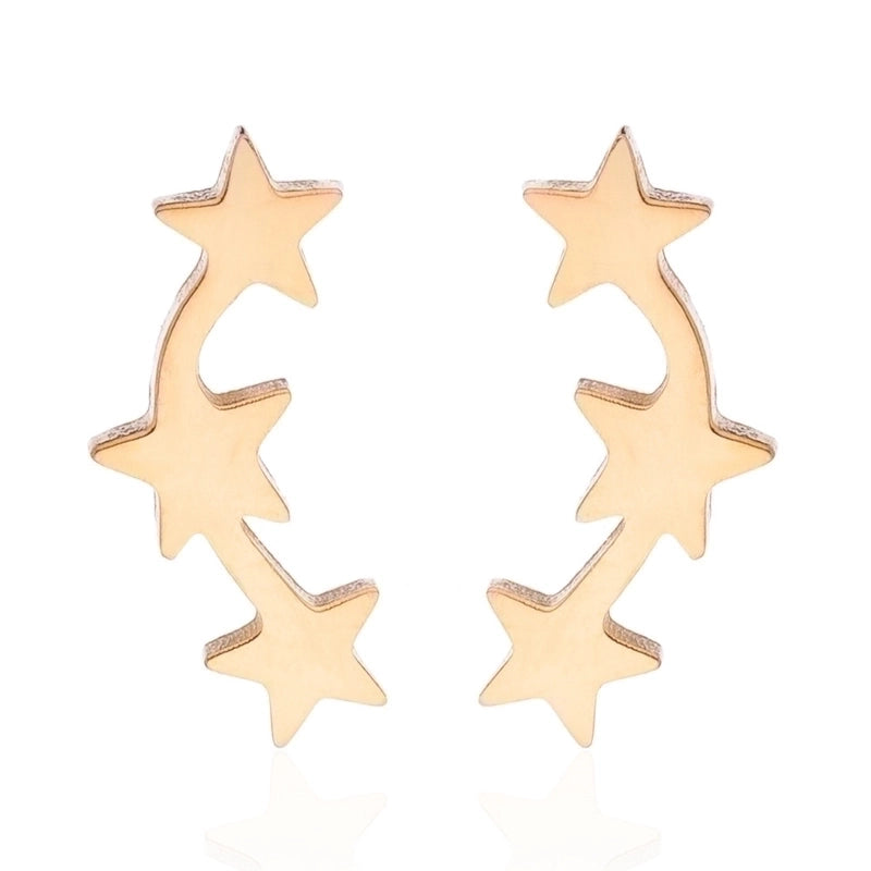 Minimalist Triangle Moon Coconut Tree Stainless Steel Asymmetrical Plating Ear Studs 1 Pair
