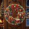 DIY Special Shaped Diamond Painting Wreath, Double-Sided Printing Christmas Wreath Hanging with LED Light Decor Kit 