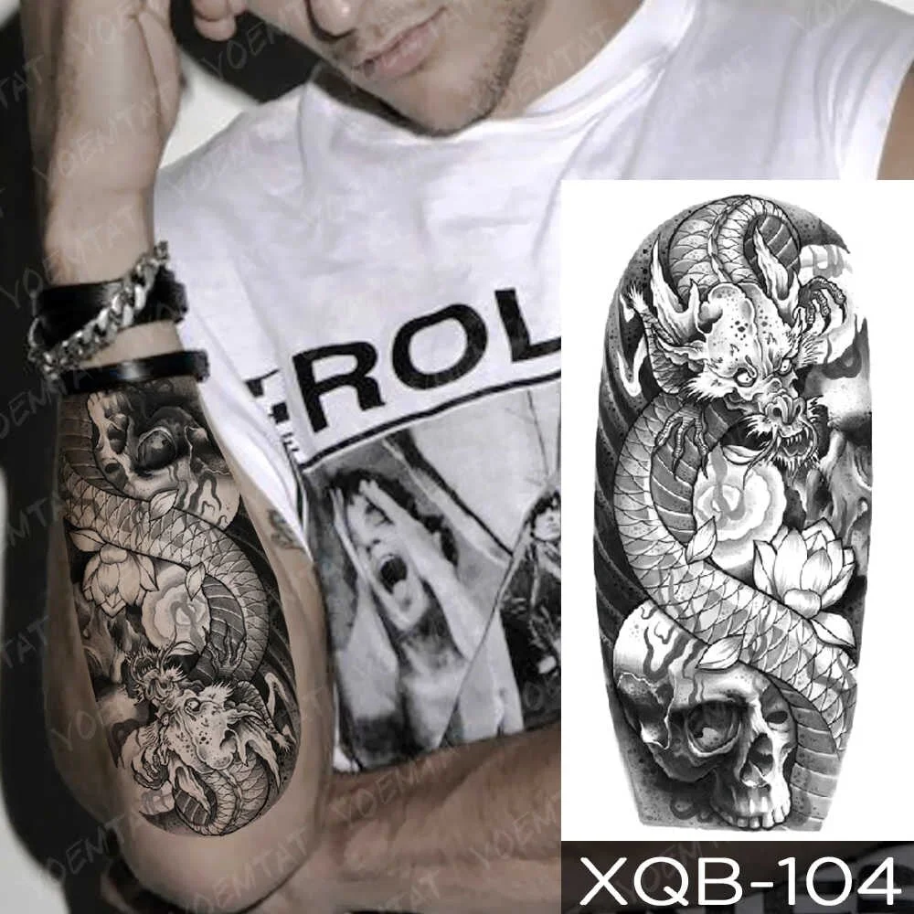 Waterproof Temporary Tattoo Sticker Totem Leopard Flash Tattoos Dragon Tiger Wolf Lion Body Art Arm Fake Tatoo Women Men