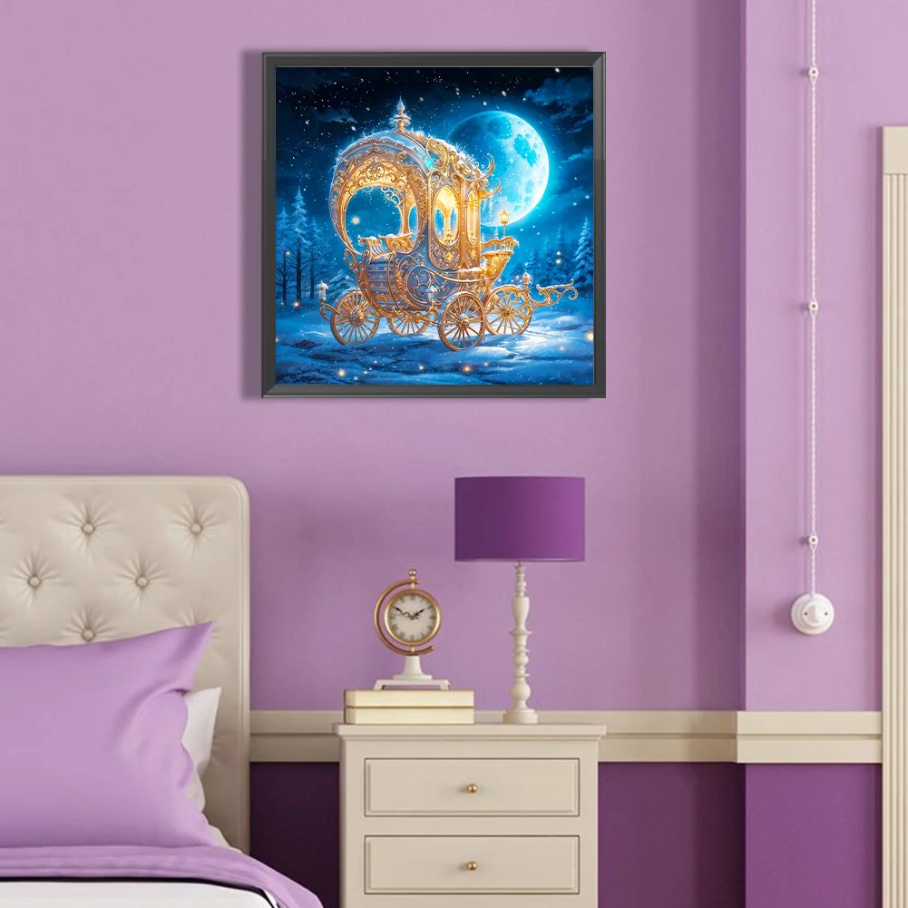 Full Round Diamond Painting 40*40cm - Pumpkin Carriage Under The Quiet Moon