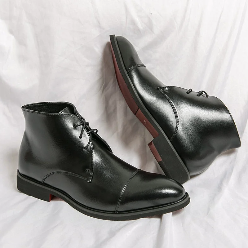 Vstacam Black Friday Red Sole Men Ankle Boots Square Toe Lace-Up Business Chelsea Boots Men Handmade Black Shoes Men