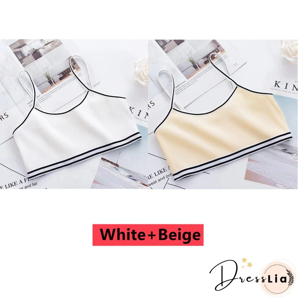 2Pclot Girls Bra Children Vest Breathable Underwear Girl Tube Tops Soft No Padded Teens Seamless Washable Bras Camisole