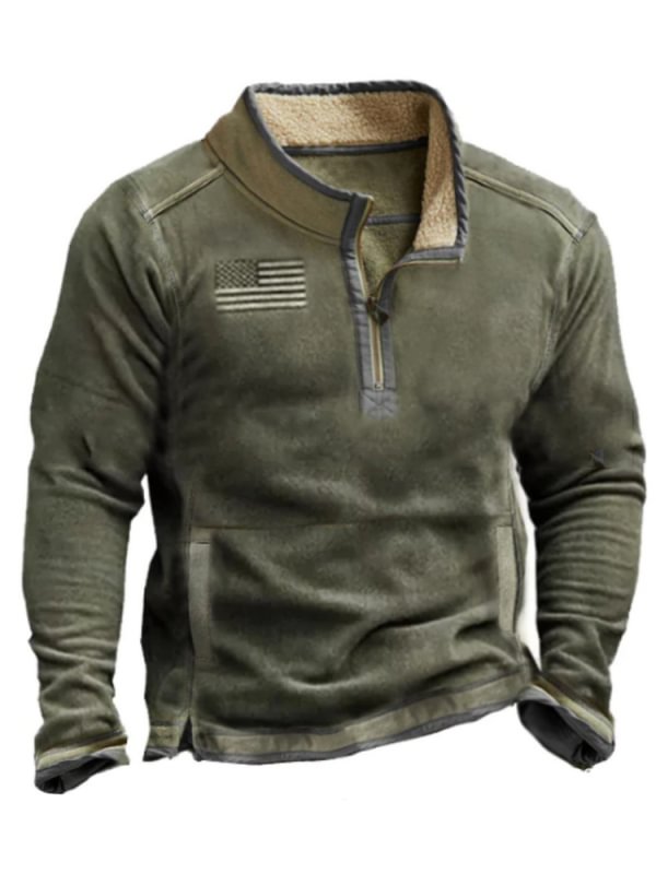 Men's retro solid casual hooded sweater top