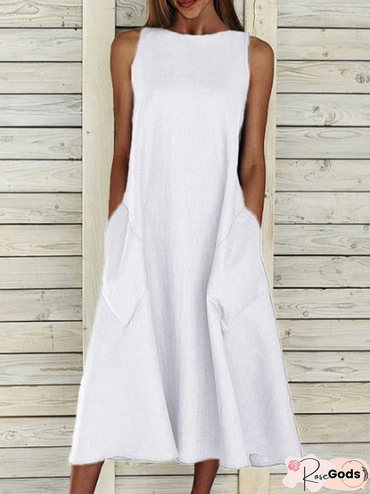 White Cotton Weaving Dress
