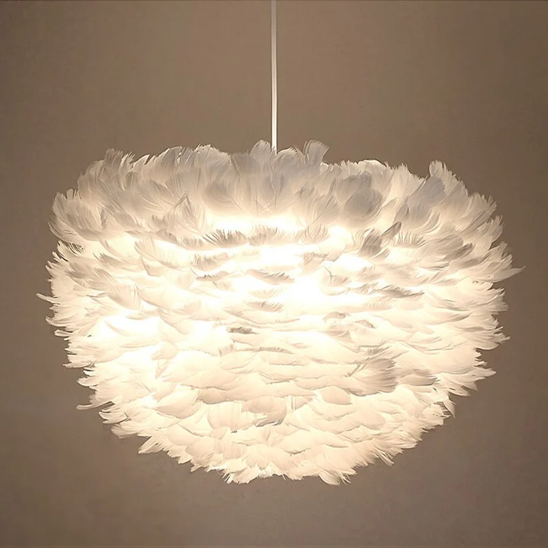 Modern Feather Pendant Lights White Nature Goose Romantic E27 Led Pendant Lamps For Home Lighting Restaurant Bedroom Living Room