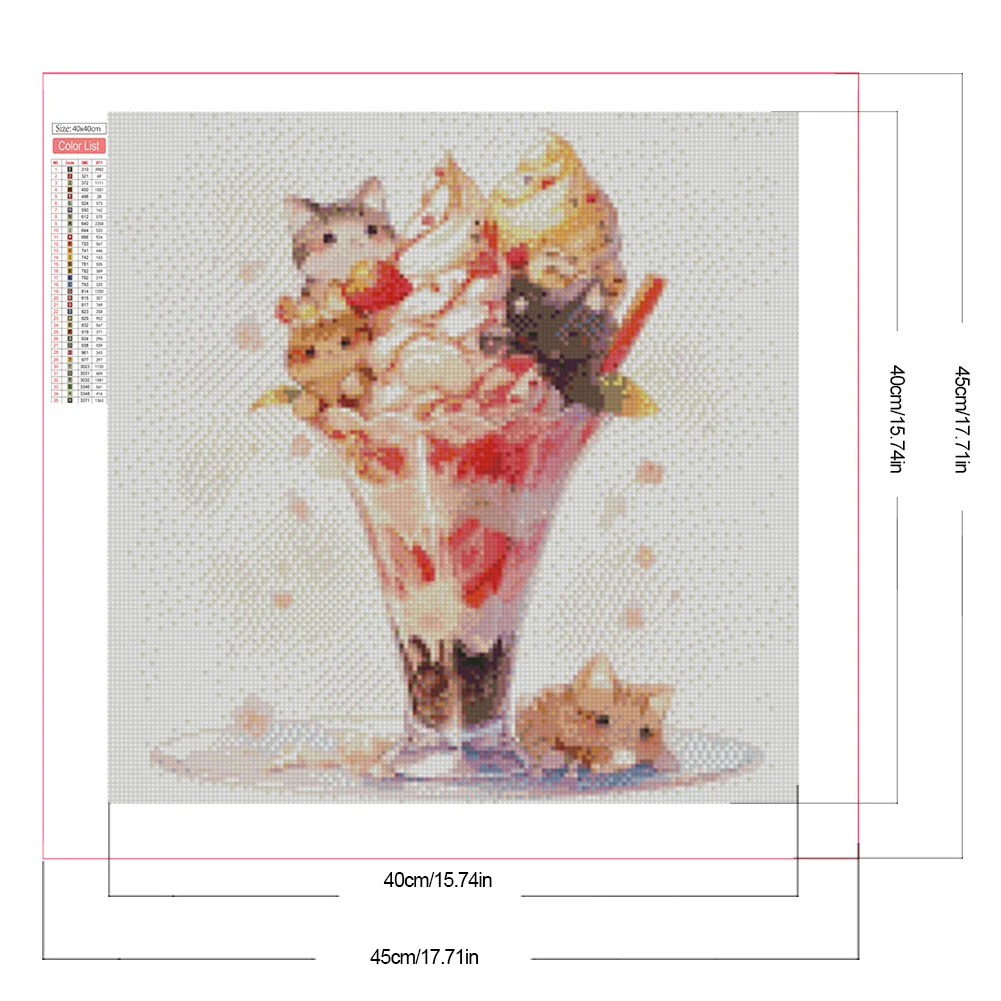Partial AB Diamond Painting - Full Round Drill - Ice Cream Kitten(Canvas|45*45cm)