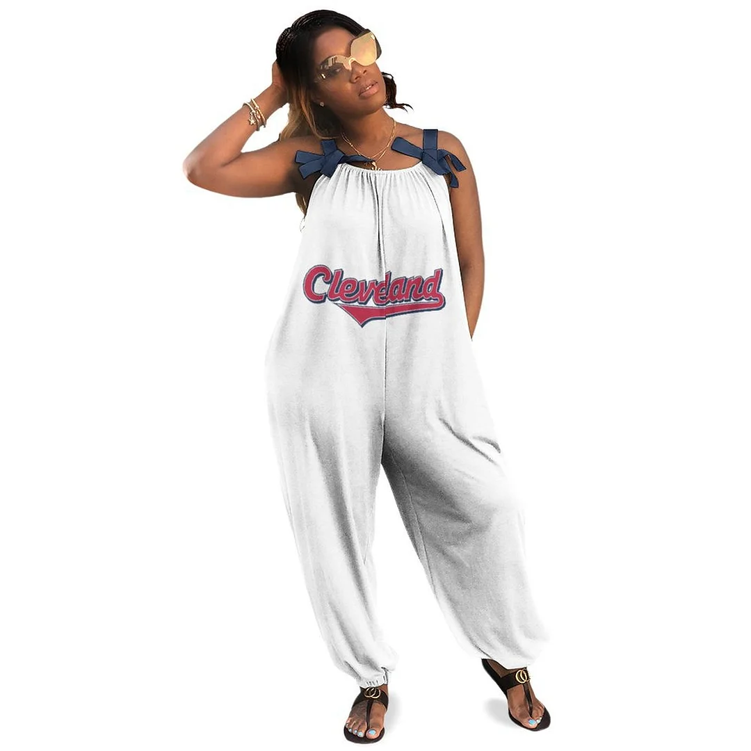 Women Plus Size Jumpsuits Loose Casual Print Retro Strappy Jumpsuit in Pattern,Navy,Red,White