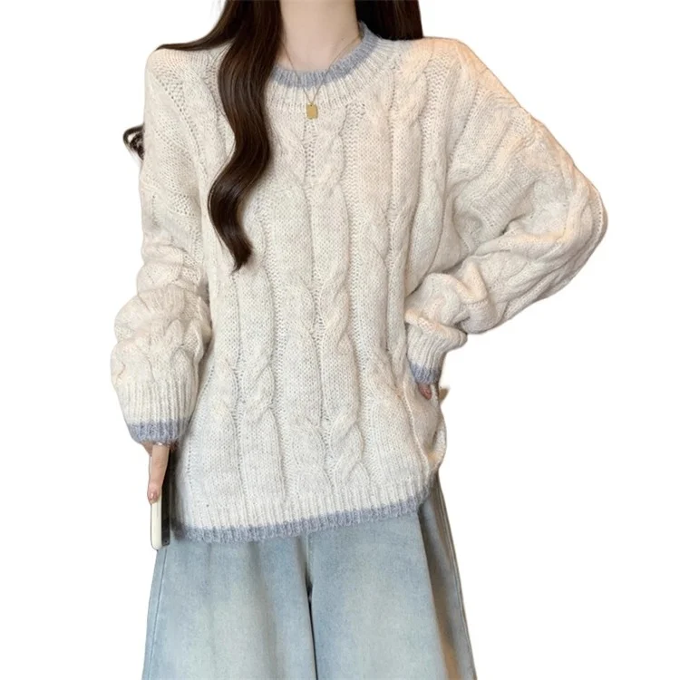 Athvotar Athvotar Wind Milk Jasmine Knitted Sweater Soft Sweater Women's Winter New Large-Size Fat Long Top
