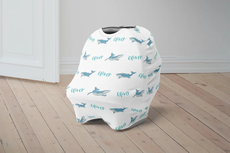 Personalized Whale Baby Car Seat Canopy| Canopyl148