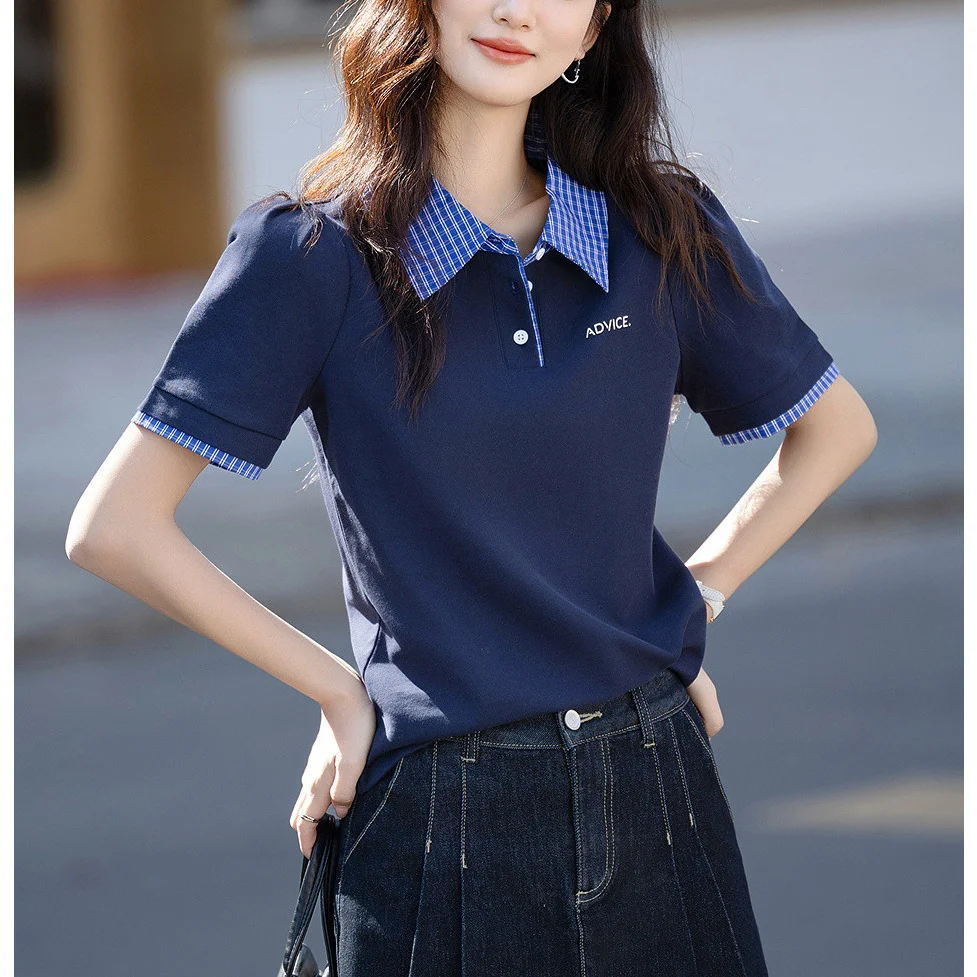 Athvotar Athvotar Style Collar 25 Summer Sunshine Cotton T-Shirt Letter Embroidered With Stifling T-Shirt T-Shirt