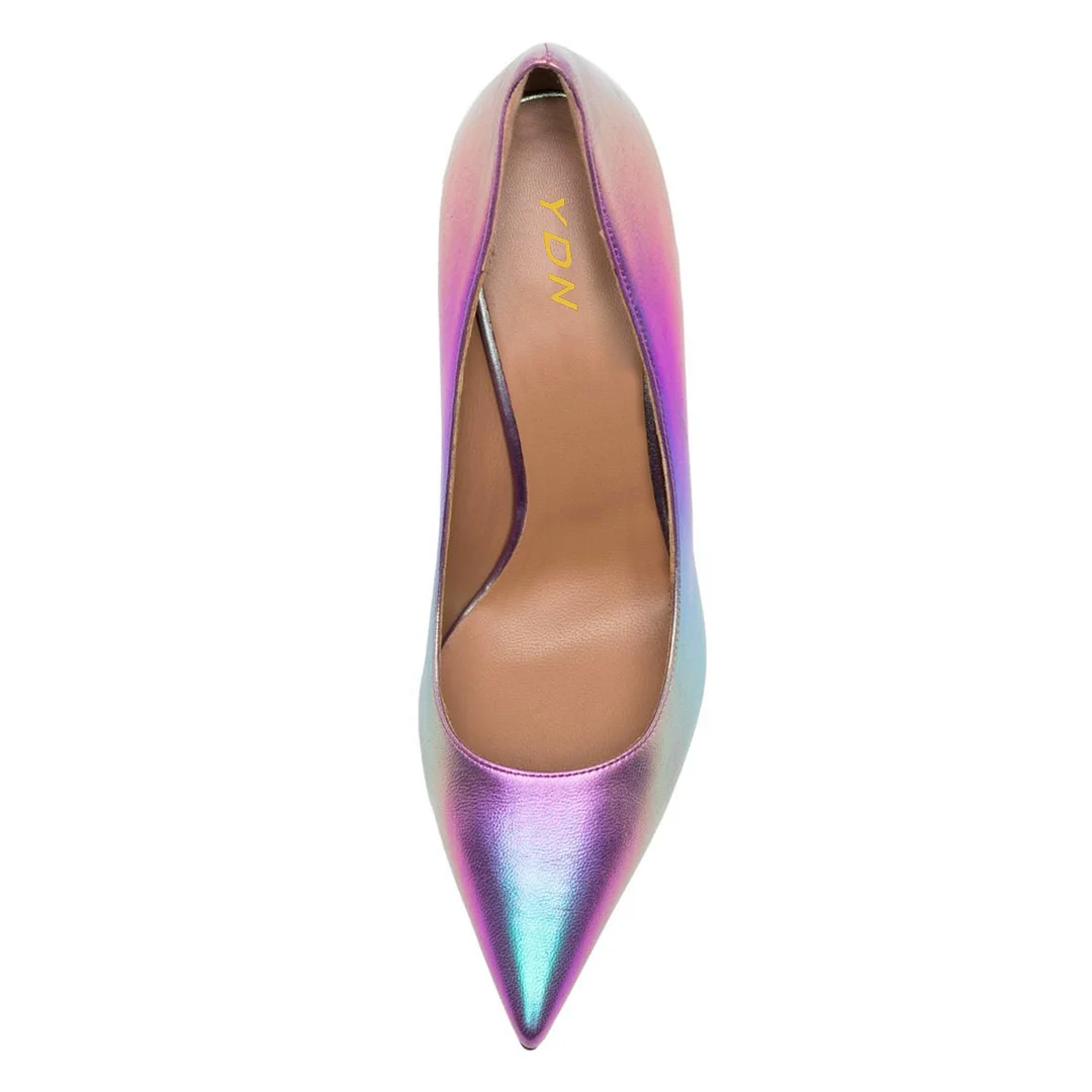 Colorful Shiny Vegan Leather Pointed Toe Fashionable Party High Heels