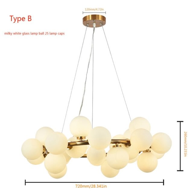 Nordic ball molecular chandelier gold chandelier LED flash ceiling chandelier modern luxury lotus living room / dining room kitc