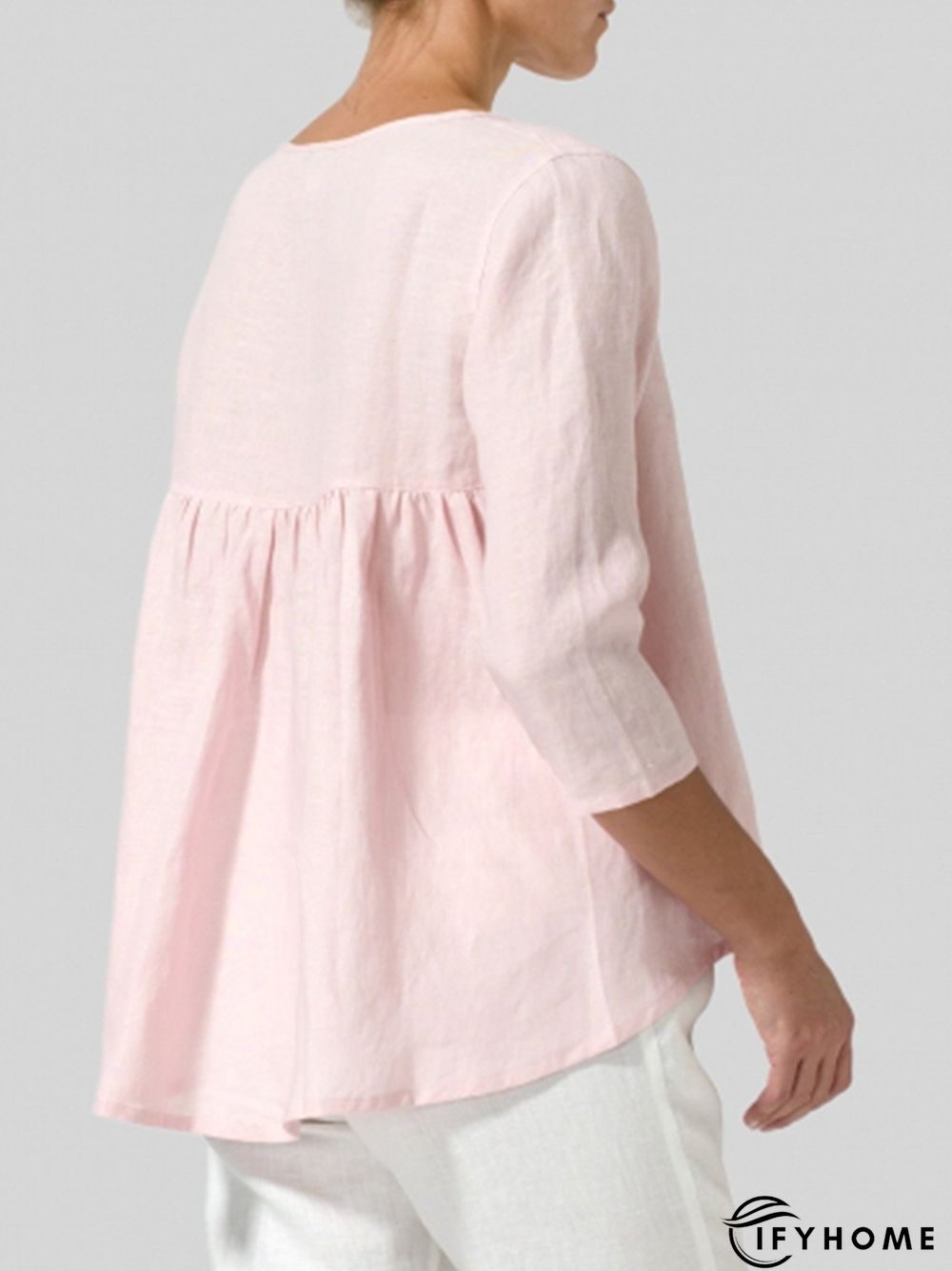 Women Casual 3/4 Sleeve Loose Top Blouse Shirt | IFYHOME