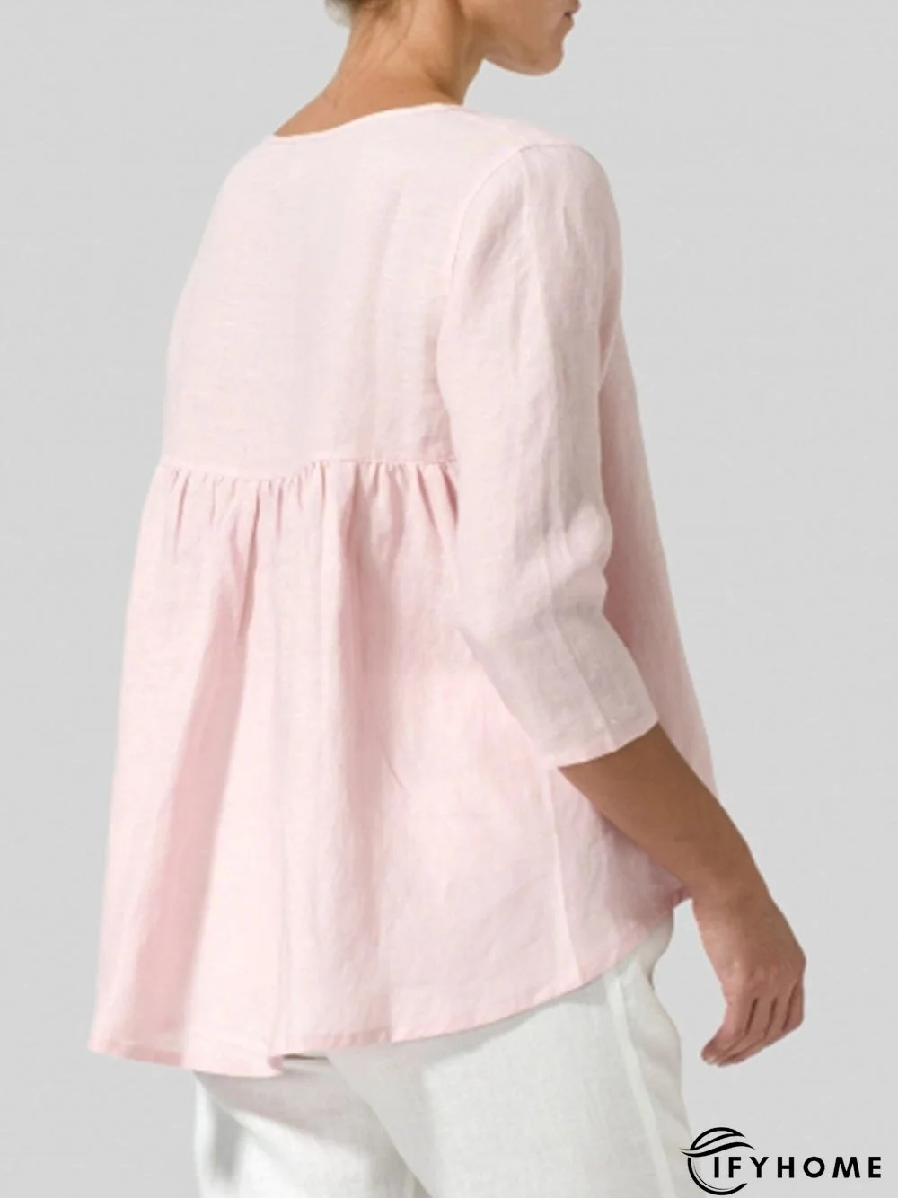 Women Casual 3/4 Sleeve Loose Top Blouse Shirt | IFYHOME