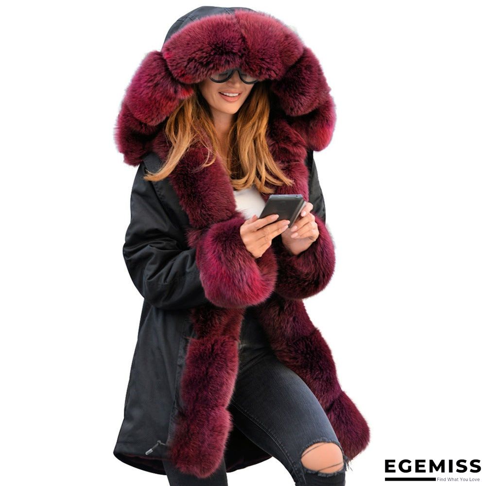 Faux Fur Patch Camouflage / Plain Hooded Parka Coat | EGEMISS