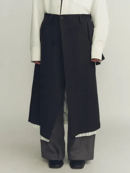 Woolen Intertwined Structure Tailored Wide Trousers