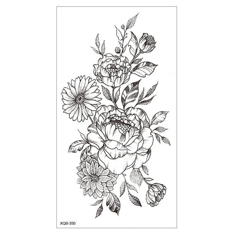 Waterproof Tattoo Sticker Temporary Tattoo Black Rose Tattoo Leg Chest Arm Tattoo Man Woman Tattoo Skin Tattoo Art Tatouage TaTy 712