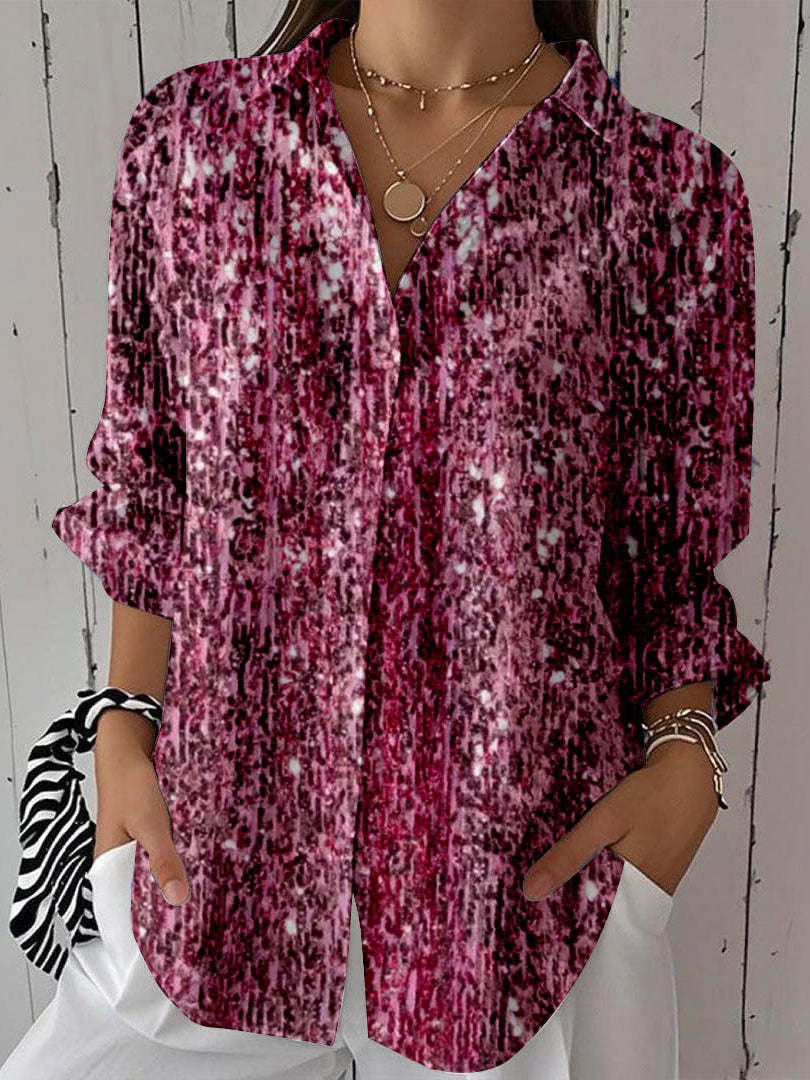 Women Long Sleeve V-neck Graphic Floral Printed Top