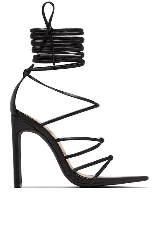 Lace Up Strappy Knot Heels