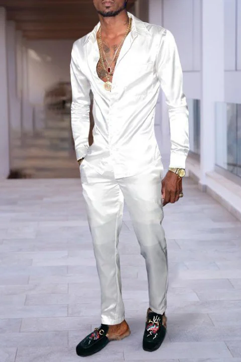 Tiboyz Men's Fashion Matching Outfits Shirt And Pants Two Piece Set