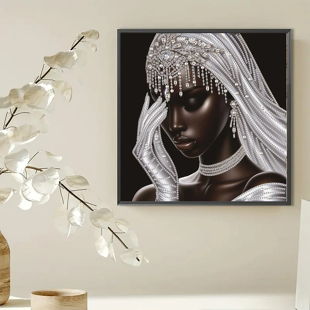 Diamond Painting - Partial Special Shaped Drill - Silver Veil Bride(Canvas|30x30cm)