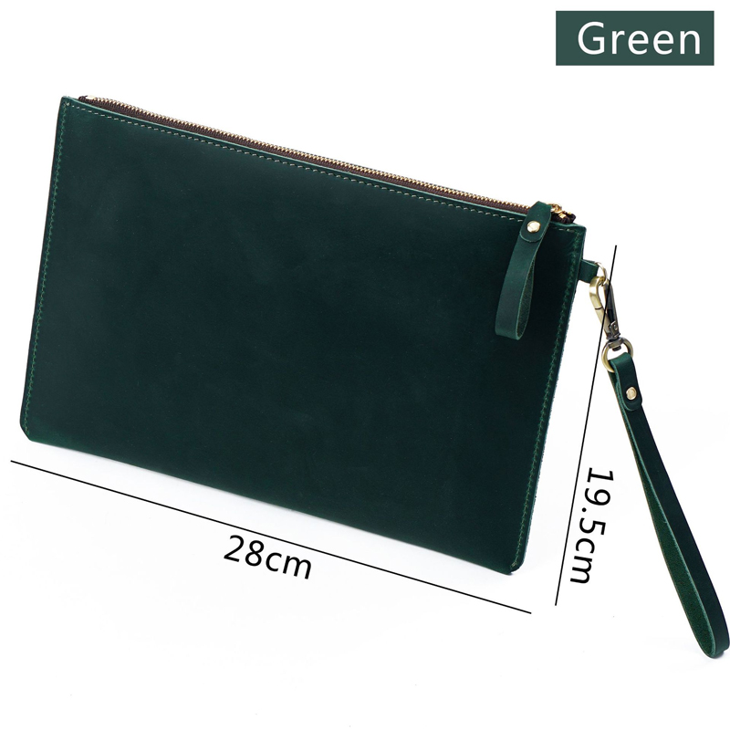 Fromthenon Head Layer Cowhide Leather File Bag Computer Laptop Case Notebook Cowhide File Zipper Bag Office Supplies